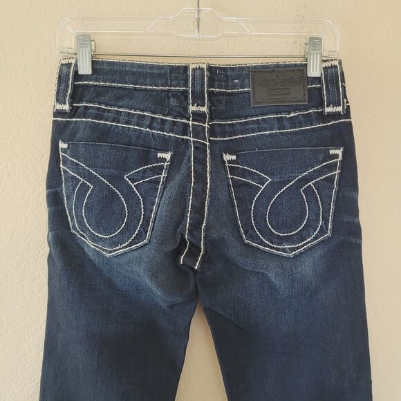 Big Star Liv Boot Womens 26L Low Rise Bootcut Dark Wash Denim Jeans White Sitch - Picture 10 of 10